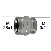 Adaptateur Robinet - Laiton Chromé - M28x100 à M3/4" + Brise-jet étoile - Ecoperl