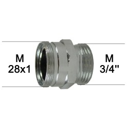 Adaptateur Robinet - Laiton Chromé - M28x100 à M3/4 + Brise-jet étoile + joint NBR 24x1