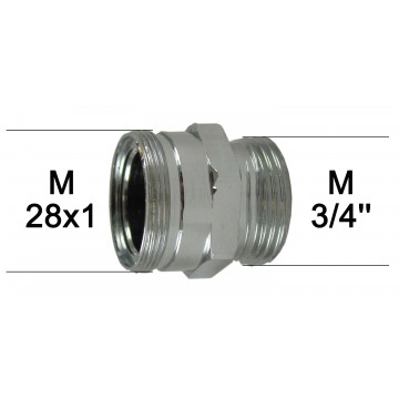 Adaptateur Robinet - Laiton Chromé - M28x100 à M3/4 + Brise-jet étoile + joint NBR 24x1