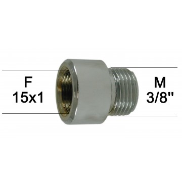 Adaptateur Robinet - Laiton Chromé - F15x100 à M3/8'' + joint CT 15x1