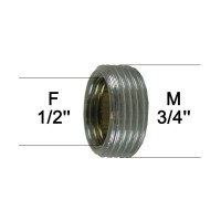 Adaptateur raccord Laiton - Plat libre - F15x21 (1/2'') à M20x27 (3/4'')