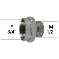 Adaptateur raccord Laiton - Hexagonal - F20x27 (3/4'') à M15x21 (1/2'') - Ecoperl