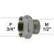 Adaptateur raccord Laiton - Hexagonal - F20x27 (3/4'') à M15x21 (1/2'') - Ecoperl