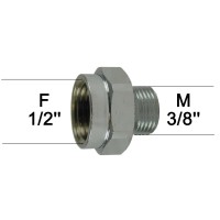Adaptateur raccord Laiton - Hexagonal - F15x21 (1/2'') à M12x17 (3/8'') - Ecoperl