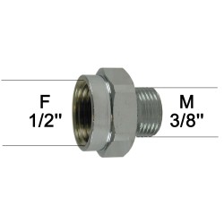 Adaptateur raccord Laiton - Hexagonal - F15x21 (1/2'') à  M12x17 (3/8'')