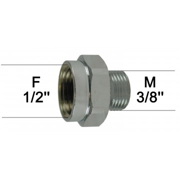 Adaptateur raccord Laiton - Hexagonal - F15x21 (1/2'') à  M12x17 (3/8'')