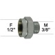 Adaptateur raccord Laiton - Hexagonal - F15x21 (1/2'') à  M12x17 (3/8'')