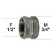 Adaptateur raccord Laiton - Moleté - F15x21 (1/2'') à M20x27 (3/4'')