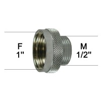 Adaptateur raccord Laiton - Moleté - F26x34 (1'') à M15x21 (1/2'') - Ecoperl