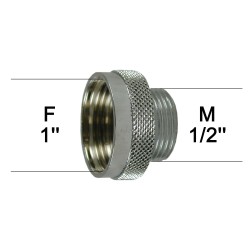 Adaptateur raccord Laiton - Moleté - F26x34 (1'') à M15x21 (1/2'')