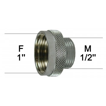 Adaptateur raccord Laiton - Moleté - F26x34 (1'') à M15x21 (1/2'')