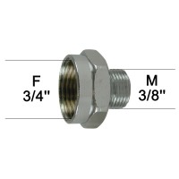 Adaptateur raccord Laiton - Hexagonal - F20x27 (3/4'') à M12x17 (3/8'') - Ecoperl