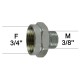 Adaptateur raccord Laiton - Hexagonal - F20x27 (3/4'') à M12x17 (3/8'')