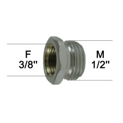 Adaptateur raccord Laiton - Hexagonal - F12x17 (3/8'') à M15x21 (1/2'')
