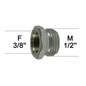 Adaptateur raccord Laiton - Hexagonal - F12x17 (3/8'') à M15x21 (1/2'')