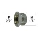 Adaptateur raccord Laiton - Hexagonal - F12x17 (3/8'') à M15x21 (1/2'')