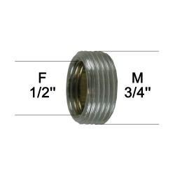 Adaptateur raccord Laiton - Plat à butée - F15x21 (1/2'') à M20x27 (3/4'')
