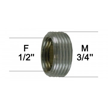Adaptateur raccord Laiton - Plat à butée - F15x21 (1/2'') à M20x27 (3/4'')