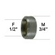 Adaptateur raccord Laiton - Plat à butée - F15x21 (1/2'') à M20x27 (3/4'')