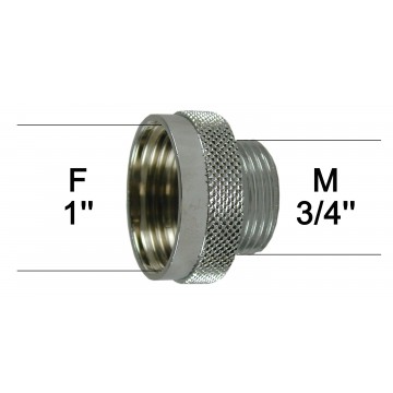 Adaptateur raccord Laiton - Moleté - F26x34 (1'') à M20x27 (3/4'')