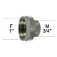 Adaptateur raccord Laiton - Moleté - F26x34 (1'') à M20x27 (3/4'')