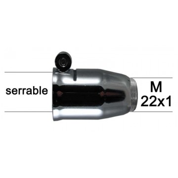 Adaptateur pour col sans filetage Laiton Chromé - M22x100 - Vis de serrage