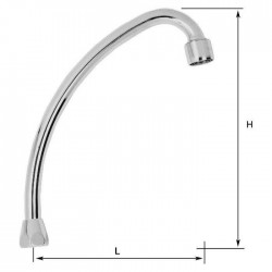 Bec col de cygne 3/4'' - H240 / L200 mm - Portée plate - Standard - Tube 18 - NF EN 246