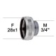 Adaptateur raccord Laiton - Moleté - F28x100 à M3/4''