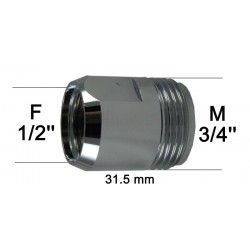 Adaptateur Laiton Série Haute - 2 Pans - F15x21 (1/2'') à M20x27 (3/4'')