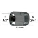 Adaptateur Laiton Haut - 2 Pans - F15x21 (1/2'') à M20x27 (3/4'')