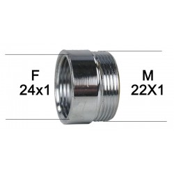Adaptateur Robinet - Laiton Chromé - F24x100 à M22x100 + joint NBR 24x1