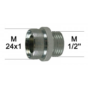 Adaptateur Robinet - Laiton Chromé - M24x100 à M1/2 + joint NBR 24X1