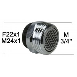 Raccord MAL sur Robinet - Régulateur de jet 8 litres/min. - M24x100 à M20x27 (3/4'') + Adaptateur F22