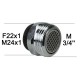 Aérateur Adaptateur Robinet - Laiton Chromé - M24x100 à M3/4" - Ecoperl