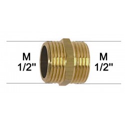 Adaptateur raccord Laiton brut - 1/2'' mâle à 1/2'' mâle