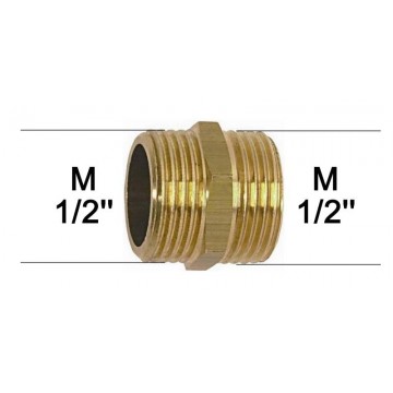 Adaptateur raccord Laiton brut - 1/2'' mâle à 1/2'' mâle